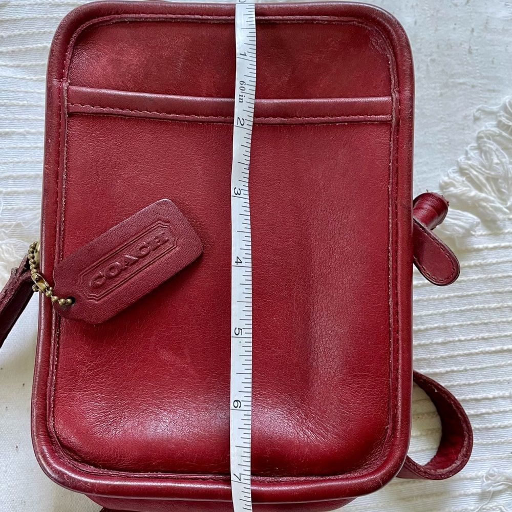 VINTAGE COACH CAMERA Bag Red Leather Shoulder Crossbody Handbag Purse H5C- 9973 - Picture 10 of 16